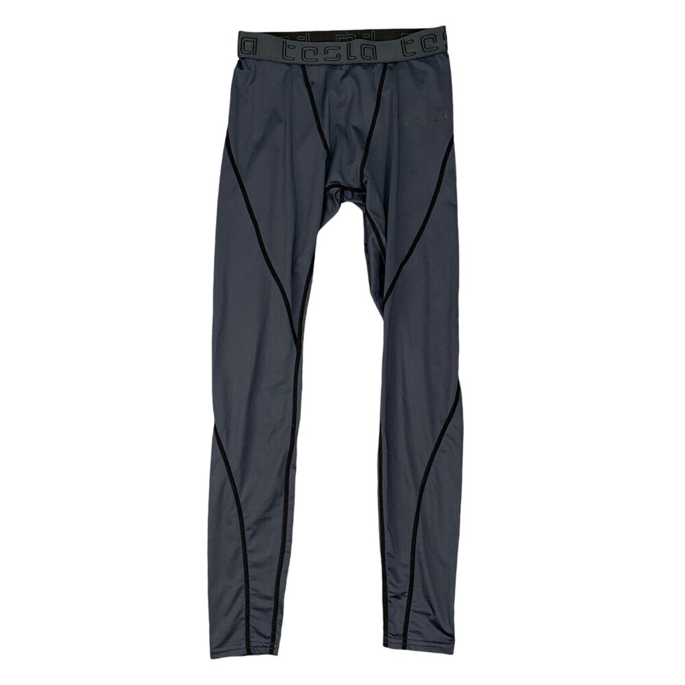 Tesla Tights Mens S Small Chalkboard Grey‎ Fitted Stretch Gym Workout Base Layer
